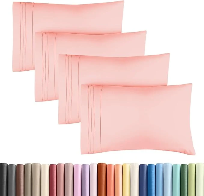 Premium King Standard Pillow Cases Set of 4 – Soft Hotel Quality Pillowcase Covers – Comfy Bedding for Women Men Kids amp Teens – Machine Washable Pillow Protectors – 4 Piece – King Standard Size Baby Pink Unique