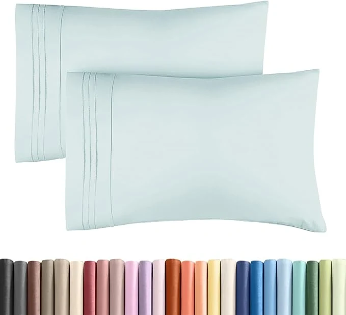 Breathable King Standard Pillow Cases Set of 2 – Ultra-Soft Hotel Quality Pillowcase Covers – Comfy Cozy amp Fade – Wrinkle Resistant – Machine Washable Pillow Protectors – 2 Piece Set – Sky Blue Practical