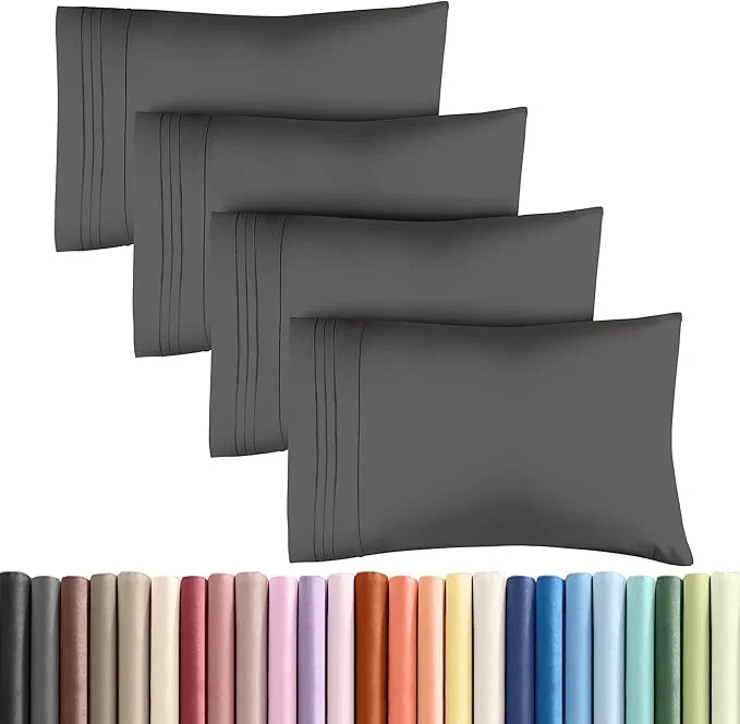 Breathable Queen Pillow Cases Set of 4 – Ultra Soft Hotel Quality Pillowcase Covers – Comfy Cozy amp Wrinkle – Shrinkage Stain amp Fade Resistant – Machine Washable Pillow Protectors – 4 Piece Set – Charcoal Versatile