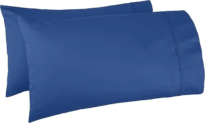 Environmentally Friendly Amazon Basics 400 Thread Count Cotton Pillow Cases Sateen Weave King Size 40 quot x 20 quot Navy Set of 2 Pillows Not Included Dependable