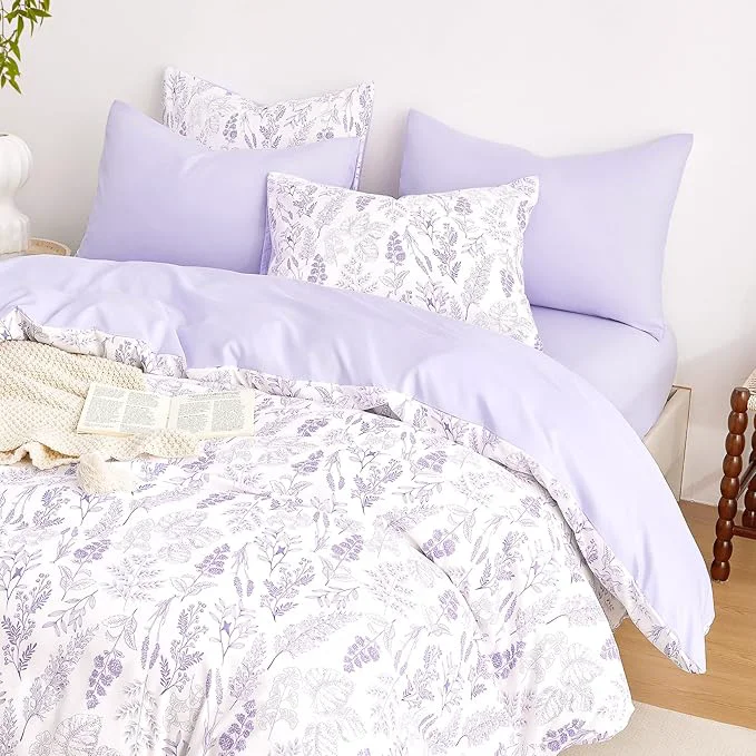 Environmentally Friendly Wake In Cloud – Floral Duvet Cover Set Botanical Vintage Flower Coquette Cottagecore Aesthetic for Women Teen Girls Soft Lightweight Bedding 3-Piece Lilac Full Size First-Class