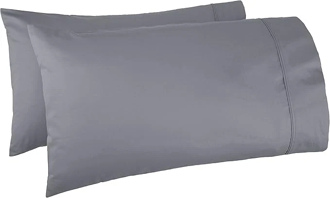 Natural Amazon Basics 400 Thread Count Cotton Pillow Cases Sateen Weave King Dark Gray 40 quot x 20 quot Set of 2 Pillows Not Included Smooth