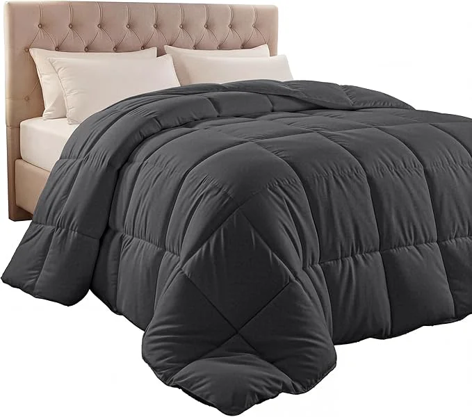 Exceptional Utopia Bedding Comforter Duvet Insert Quilted Comforter with Corner Tabs Box Stitched Down Comforters Twin Size Grey Clean