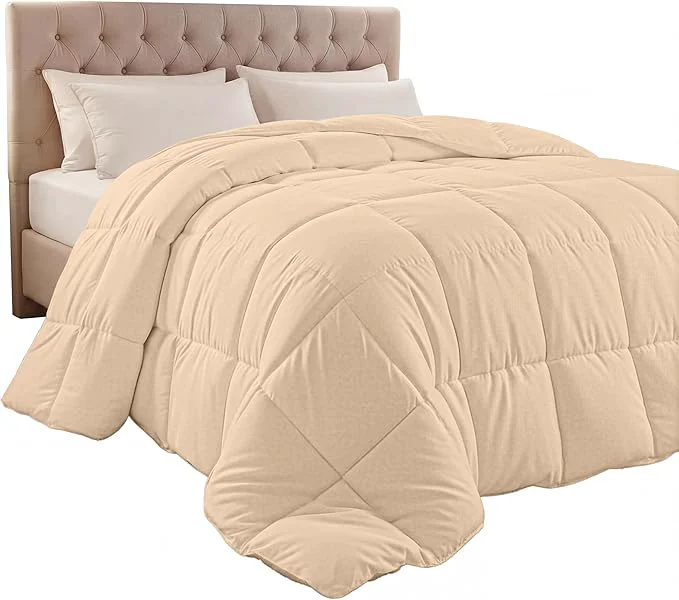 Versatile Utopia Bedding Comforter Duvet Insert Quilted Comforter with Corner Tabs Box Stitched Down Comforters King Size Beige Genuine