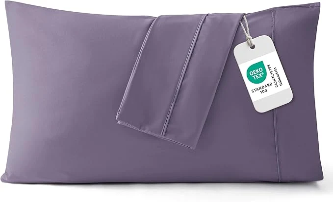 Refined Bedsure Queen Pillow Cases Set of 2 – Grayish Purple Brushed Microfiber Pillowcase 2 Pack Super Soft and Cozy Pillow Case Covers with Envelope Closure for Kids Wrinkle Fade Resistant 20×30 Inches Flexible