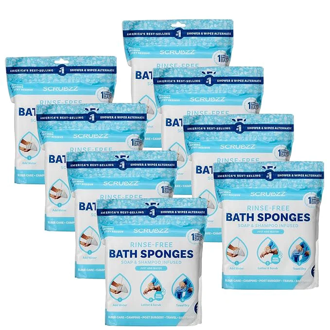 Detailed Scrubzz Disposable No Rinse Bathing Wipes High-End