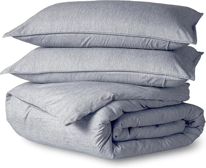 Durable Bare Home Bedding Duvet Cover Queen Size – Premium 1800 Super Soft Collection – Lightweight Duvet Cover – Soft Textured Bedding Queen Heathered Midnight Blue Classic