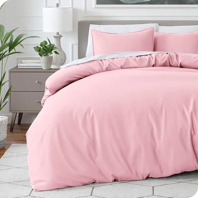 Superior Bare Home Bedding Duvet Cover Queen Size – Premium 1800 Super Soft Collection – Lightweight Cooling – Soft Breathable Bedding Duvet Cover Queen Light Pink