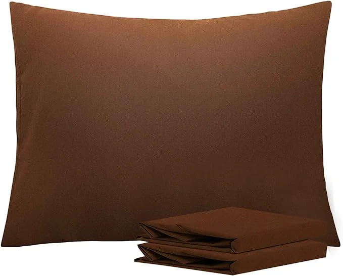 Premium NTBAY Standard Pillowcase Set – 2 Pack Brushed Microfiber 20×26 Pillowcases – Soft Wrinkle- Fade-Resistant Stain-Resistant Brown Pillowcases with Envelope Closure – 20×26 Inches Brown Unique