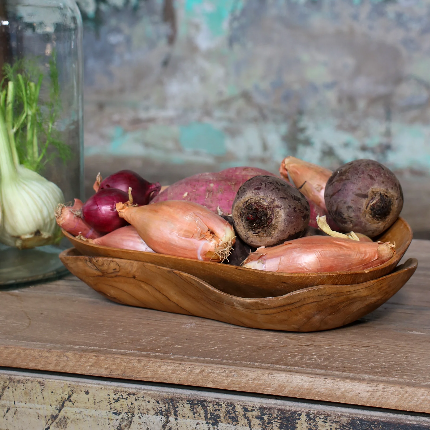 Optimized Slim teak bowl Genuine