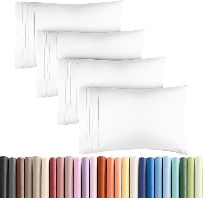 Prestigious Queen Pillow Cases Set of 4 – Ultra Soft Hotel Quality Pillowcase Covers – Comfy Cozy amp Wrinkle – Shrinkage Stain and Fade Resistant – Machine Washable Pillow Protectors – 4 Piece Set – White Premium Material