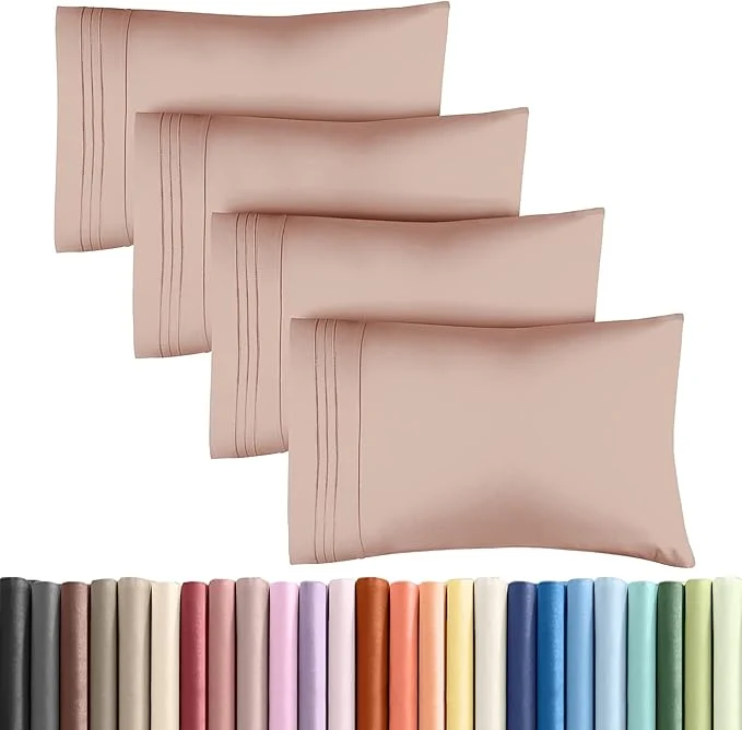 High-End CGK Unlimited King Size Microfiber Pillowcase Set 4 Pieces Mauve Superior