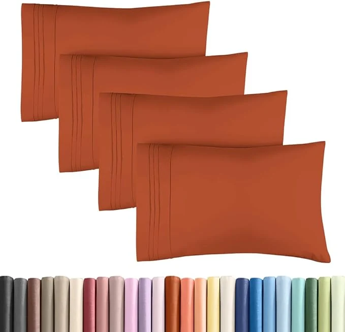 Genuine King Standard Pillow Cases Set of 4 – Soft Hotel Quality Pillowcase Covers – Comfy Bedding for Women Men Kids amp Teens – Machine Washable Pillow Protectors – 4 Piece Set – King Standard Terracotta Relaxed
