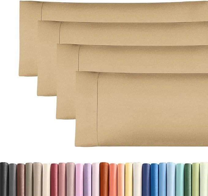 Responsible Body Pillowcases Set of 4-20×54 Long Body Pillow Case – Soft Body Pillow Cover for Sleeping amp Side Sleepers – Comfy Breathable amp Fade – Machine Washable w Envelope Enclosure – Heathered Tan Dependable