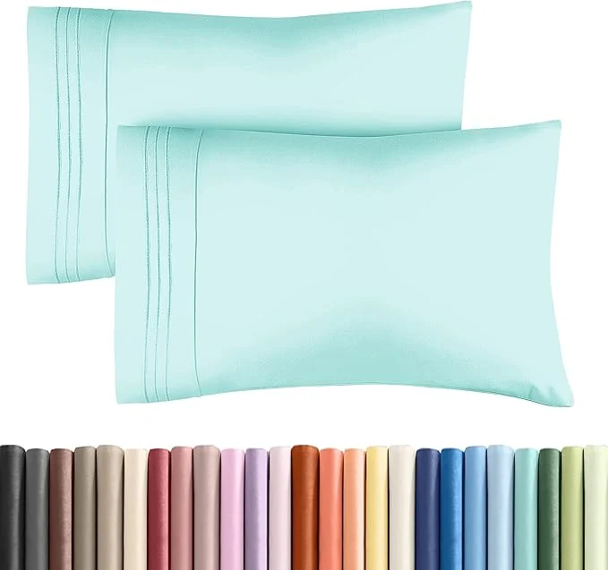 Secure King Standard Pillow Cases Set of 2 – Soft Hotel Quality Pillowcase Covers – Comfy Cozy and Fade – Wrinkle Resistant – Machine Washable Pillow Protectors – 2 Piece Set – King Standard Spa Blue Eco-Friendly