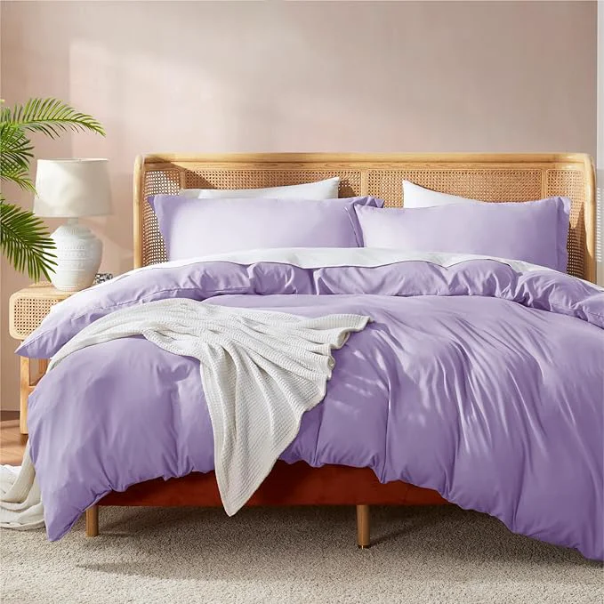 Artisan Nestl Lavender California King Duvet Cover Sets – Soft Double Brushed Cal King Duvet Cover 3 Piece with Button Closure 1 Duvet Cover 104×98 inches and 2 Pillow Shams Effective