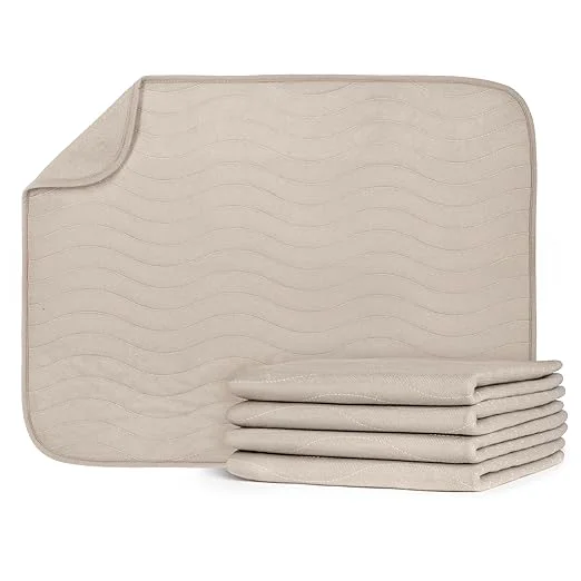 Smart Ubbi Washable Underpads Waterproof Reusable Heavy Absorbency Incontinence Pads for Kids Adults Elderly and Pets Bedwetting Pads for Bed Sofa and Floors Taupe Pack of 4 Official