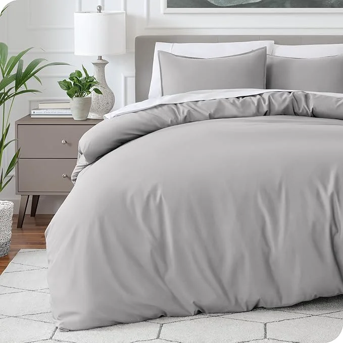 Reliable Bare Home Bedding Duvet Cover Queen Size – Premium 1800 Super Soft Collection – Lightweight Cooling – Soft Breathable Bedding Duvet Cover Queen Light Grey Reusable