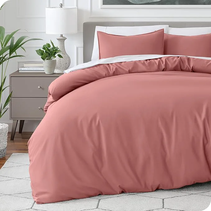 Bare Home Bedding Duvet Cover California King Size – Premium 1800 Super Soft Collection – Lightweight Cooling – Soft Breathable Bedding Duvet Cover Cal King Dusty Rose Recyclable