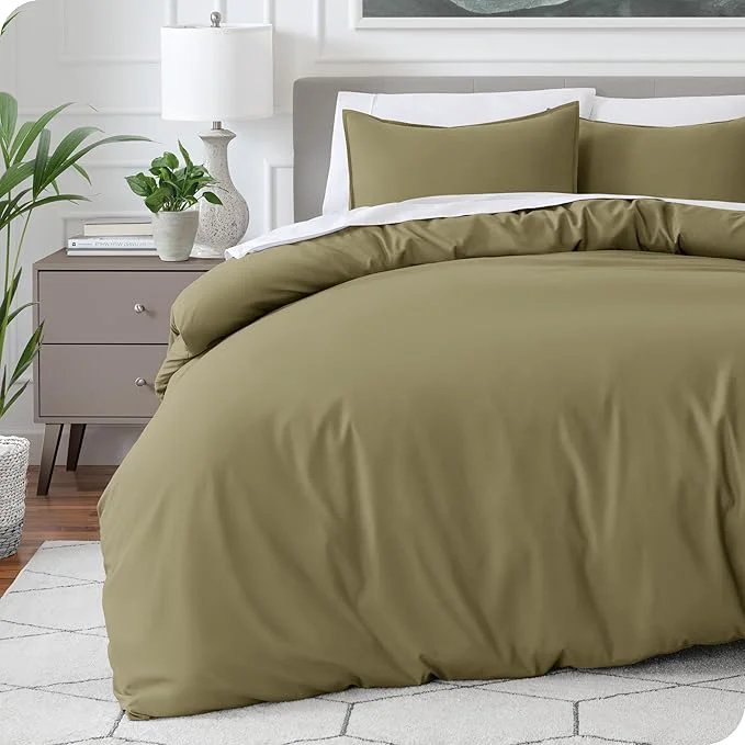 Excellent Bare Home Bedding Duvet Cover Queen Size – Premium 1800 Super Soft Collection – Lightweight Cooling – Soft Breathable Bedding Duvet Cover Queen Olive Contemporary