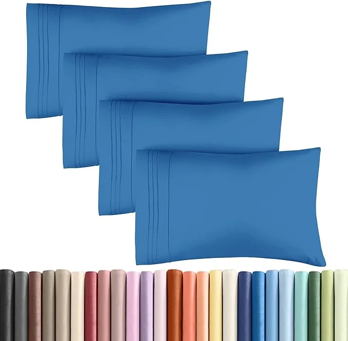 Original King Pillow Cases Set of 4 – Ultra Soft Hotel Quality Pillowcase Covers – Comfy Cozy amp Wrinkle – Shrinkage Stain amp Fade Resistant – Machine Washable Pillow Protectors – 4 Piece Set – Royal Blue Original Design