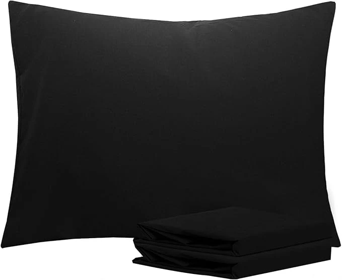 Original Design NTBAY Standard Pillowcase Set – 2 Pack Brushed Microfiber 20×26 Pillowcases – Soft Wrinkle- Fade-Resistant Stain-Resistant Black Pillowcases with Envelope Closure – 20×26 Inches Black Practical