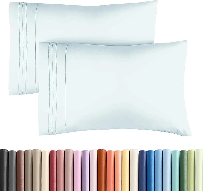 Eco-Friendly King Pillow Cases Set of 2 – Ultra Soft Hotel Quality Pillowcase Covers – Comfy Cozy amp Wrinkle – Shrinkage Stain and Fade Resistant – Machine Washable Pillow Protectors – 2 Piece Set – Ice Blue Secure