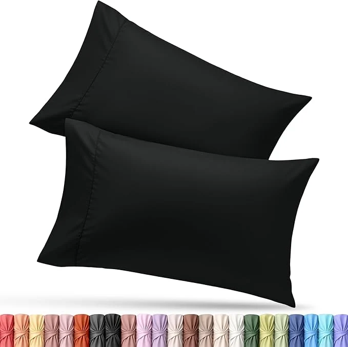 High-End Utopia Bedding Queen Pillow Cases – 2 Pack – Envelope Closure – Soft Brushed Microfiber Fabric – Shrinkage and Fade Resistant Pillow Covers Queen Size 20 X 30 Inches Queen Black Recyclable