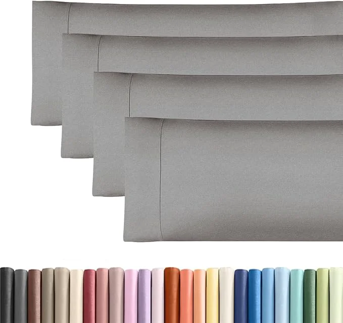 Genuine Body Pillowcases Set of 4-20×54 Long Body Pillow Case – Soft Body Pillow Cover for Sleeping amp Side Sleepers – Comfy Breathable amp Fade – Machine Washable w Envelope Enclosure – Heathered Grey Fine