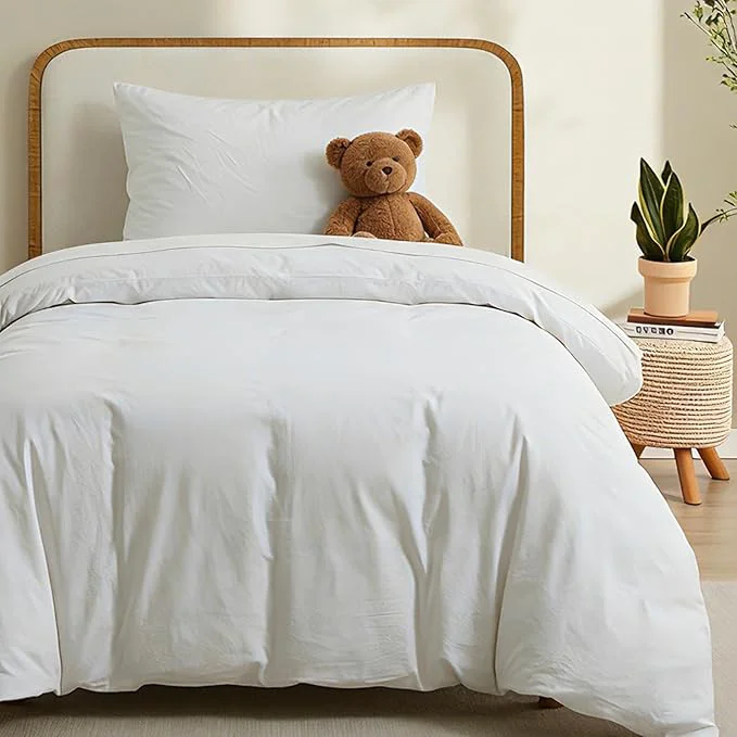 Proven LOVQUE Washed Cotton Duvet Cover Twin Size Linen-Like Textured White Fade-Resistant Natural Bedding Set No Comforter 68×90 Inches Soft