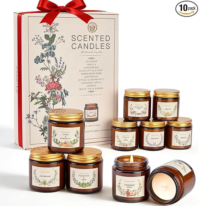 Convenient Scented Candles Set for Women Gifts Soy Wax Candle 10 Pack Long Lasting Fashionable