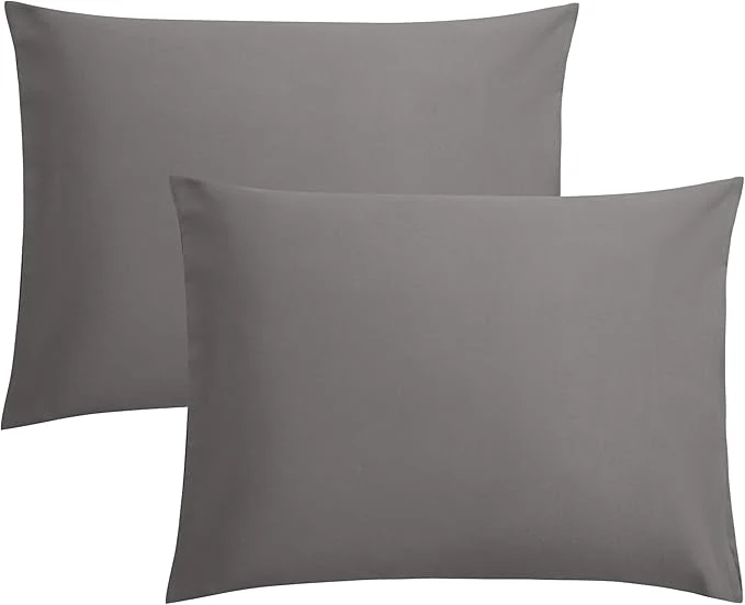 Healthy FLXXIE Pillow Cases Standard Size Soft Microfiber Pillow Covers with Envelope Closure Wrinkle Stain Resistant Pillowcases 2 Piece Set 20×26 Dark Grey Crafted