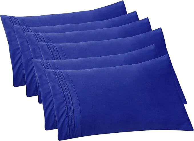 Sophisticated Elegant Comfort 6-PACK Solid Pillowcases 1500 Premium Hotel Quality Microfiber – Smooth Weave Wrinkle and Stain Resistant Easy Slip-On 6-Piece Set King Pillowcase Royal Blue Excellent