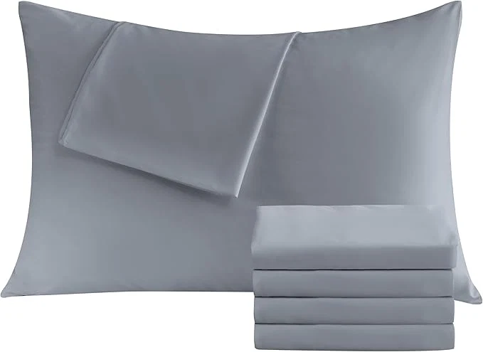 Trendy Pillowcases Queen 4 Pack 20×30 Pillow Cases with Envelope Closure Soft Plain Brushed Microfiber Covers Breathable Wrinkle-Resistant Gray Functional