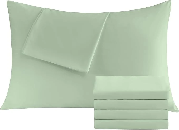 Detailed Pillowcases Standard 4 Pack 20×26 Pillow Cases with Envelope Closure Soft Plain Brushed Microfiber Covers Breathable Wrinkle-Resistant Sage Green Solid