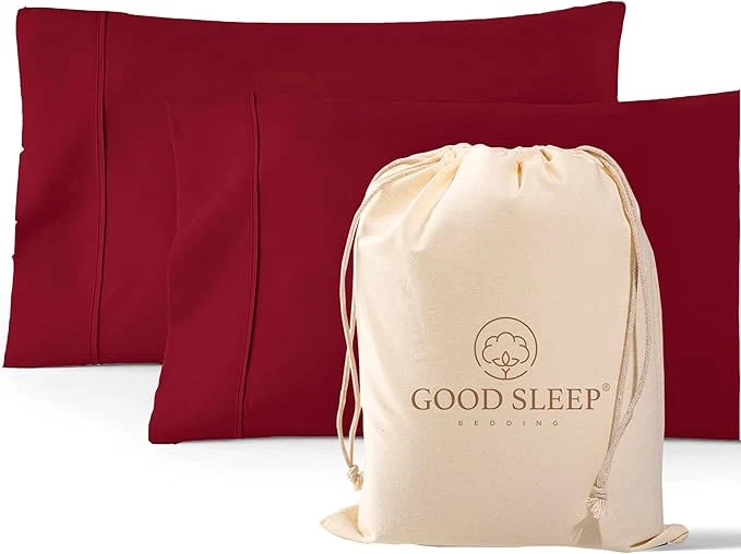 Traditional 1000 TC Burgundy King Pillowcases Set of 4 Egyptian Cotton Pillow Cases with Long Staple Cotton amp Sateen Weave Silky Soft Hotel – Like Bed Pillow Covers for Comfy Sleeping Snug Fit High-Grade