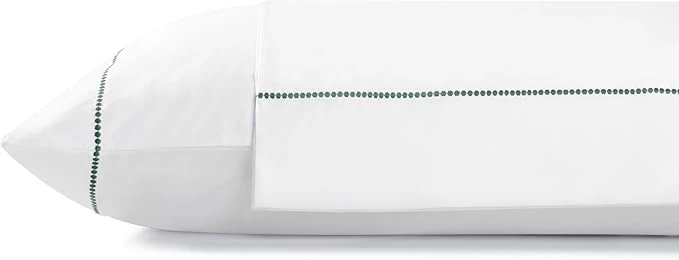 Responsible Linen Home Cotton Percale Pearl Stitch Pillowcases Queen Standard Size Olive Green 2 Pieces of Pillow Case Crisp and Cool Strong Bed Linen 20 inches X 30 inches Top-Quality