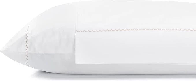 Classic Linen Home Cotton Percale Moon Scallop Hem Pillowcases King Size Peach 2 Pieces of Pillow Case Crisp and Cool Strong Bed Linen 20 inches X 40 inches Genuine