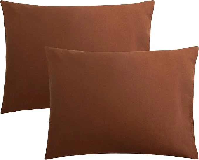 Fashionable FLXXIE Pillow Cases Standard Size Soft Microfiber Pillow Covers with Envelope Closure Wrinkle Stain Resistant Pillowcases 2 Piece Set 20×26 Brown Long-Lasting