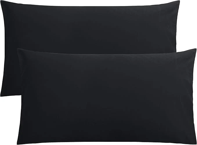 High-Performance FLXXIE King Pillow Cases Set of 2 Soft Microfiber Pillow Covers with Envelope Closure Wrinkle Fade and Stain Resistant Pillowcases 20×36 Black Official