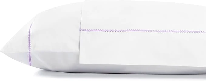 Traditional Linen Home Cotton Percale Pearl Stitch Pillowcases King Size Mauve Lavender 2 Pieces of Pillow Case Crisp and Cool Strong Bed Linen 20 inches X 40 inches Efficient