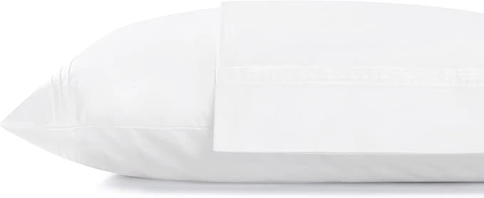 Fashionable Linen Home Cotton Percale Triple Pleat Hem Pillowcases Queen Standard Size White 2 Pieces of Pillow Case Crisp and Cool Strong Bed Linen 20 inches X 30 inches Enhanced