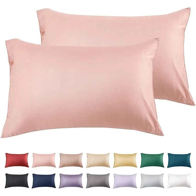 Authentic Warmstar Cotton Pillow Cases Queen Size Set of 2 600 Thread Count Pillowcases 20×30 Inches Soft Long Staple Cotton Pillowcases Breathable with Envelope Closure Pink Natural