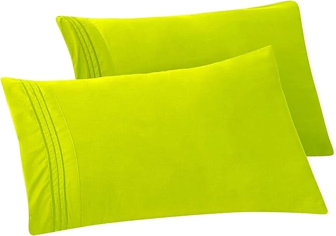 Modern Elegant Comfort Solid Pillowcases 1500 Premium Hotel Quality Microfiber – Smooth Weave Wrinkle and Stain Resistant Easy Slip-On 2-Piece Set King Pillowcase Lime Carefully Designed