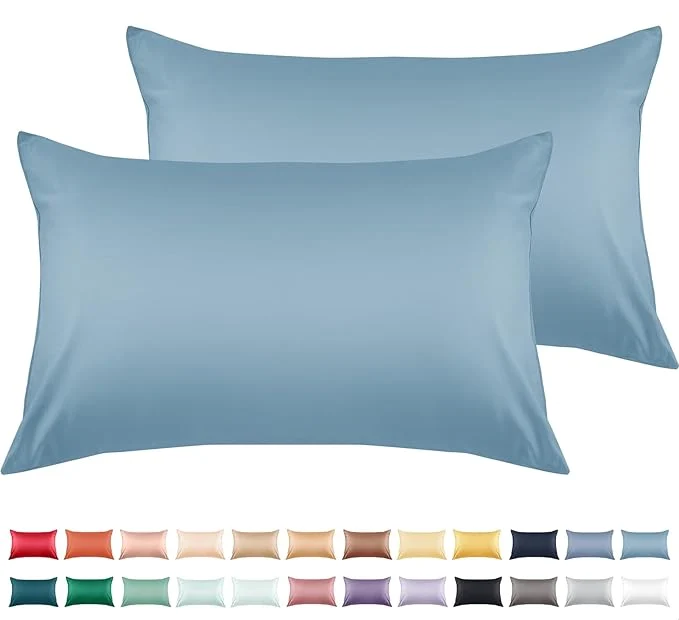Official Warmstar Cotton Pillow Cases King Size Set of 2 600 Thread Count Pillowcases 20×36 Inches Soft Long Staple Cotton Pillowcases Breathable with Envelope Closure Placid Blue Enhanced