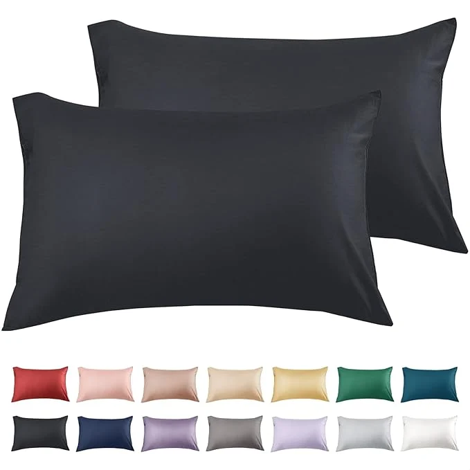 Healthy Warmstar Cotton Pillow Cases Queen Size Set of 2 600 Thread Count Pillowcases 20×30 Inches Soft Long Staple Cotton Pillowcases Breathable with Envelope Closure Black Modern