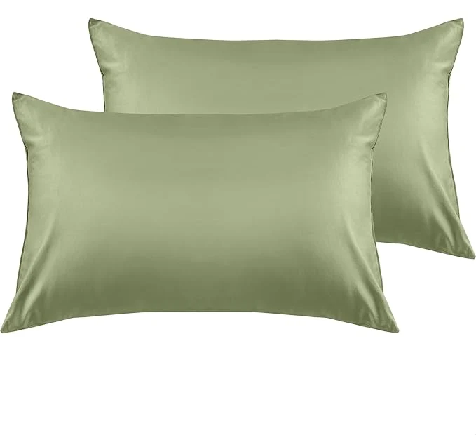 Crafted Warmstar Cotton Pillow Cases Queen Size Set of 2 600 Thread Count Pillowcases 20×30 Inches Soft Long Staple Cotton Pillowcases Breathable with Envelope Closure Sage Green Organic