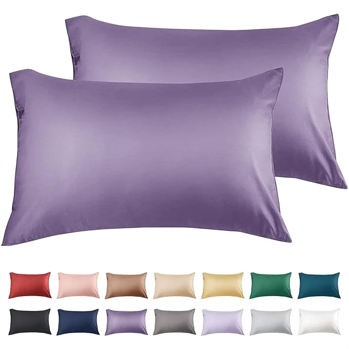 Reusable Warmstar Cotton Pillow Cases Standard Size Set of 2 600 Thread Count Pillowcases 20×26 Inches Soft Long Staple Cotton Pillowcases Breathable with Envelope Closure Plum Fine Crafted