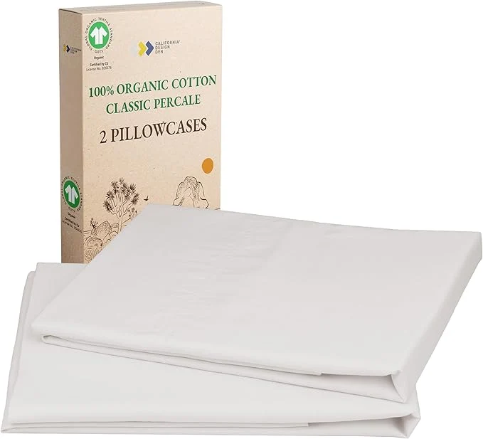 Comfortable California Design Den King Pillowcases Set of 2- Organic Cotton Crisp Percale Breathable Fits King Size Pillows – Stone True Beige Flexible