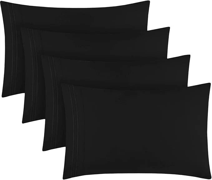 Innovative Mellanni Pillow Cases Set – 4 PC Iconic Collection Pillowcases – Hotel Luxury Extra Soft Cooling Pillow Covers – Wrinkle Fade Stain Resistant King Size 20 quot x 40 quot Black Powerful